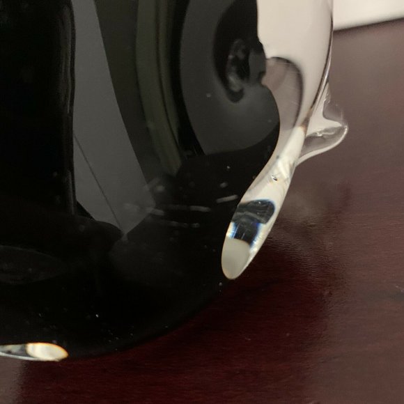 Murano Glass Art Hand Blown Glass Angelfish Clear Black Tropical Figurine 7.5" - Picture 7 of 8